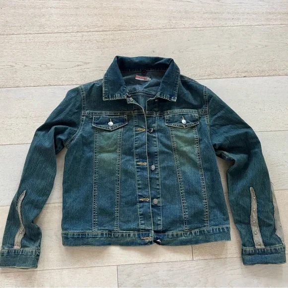 Vintage Prada Jean Jacket blue denimLong Sleeve Sz L Made in Italy